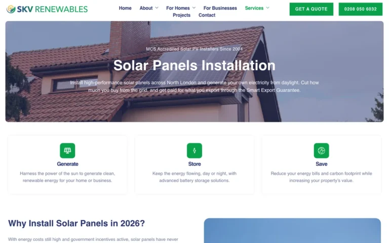 SKV Renewables solar panels service page